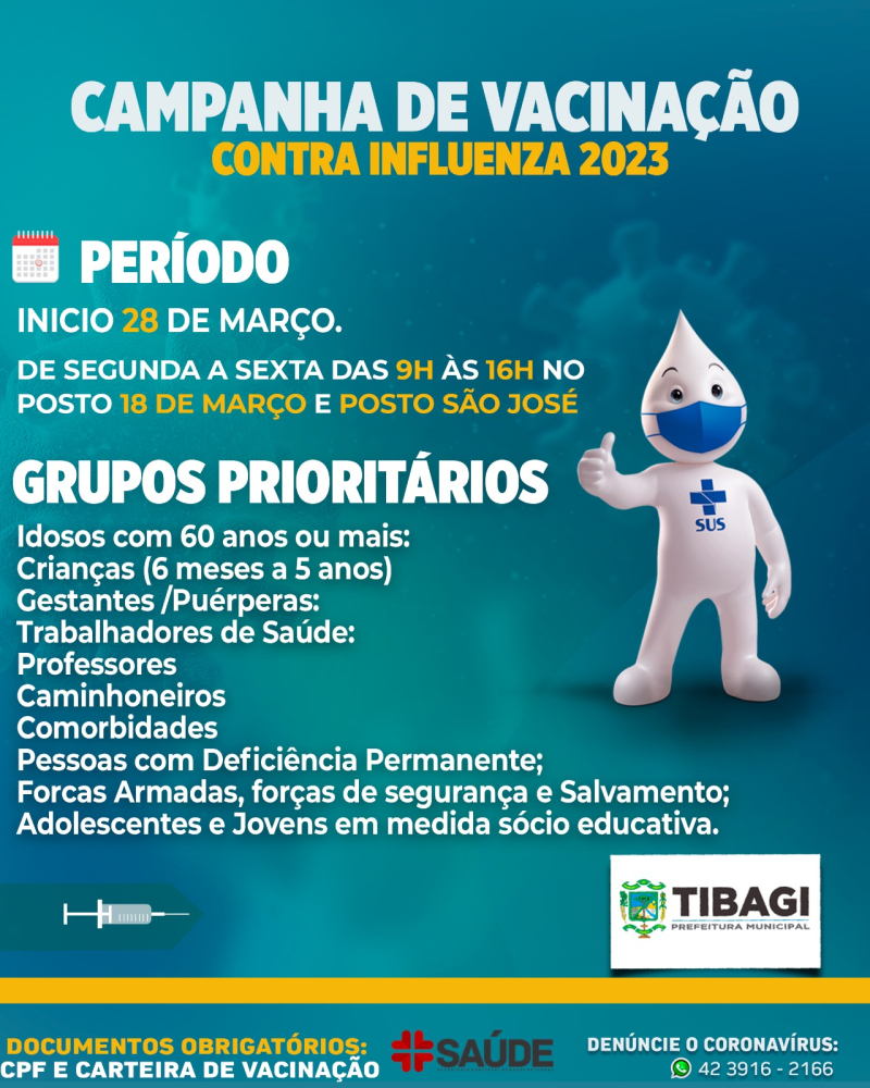 Prefeitura de Tibagi inicia campanha de vacinação contra a gripe