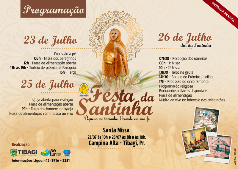 Festa da Santinha em Tibagi começa no próximo domingo