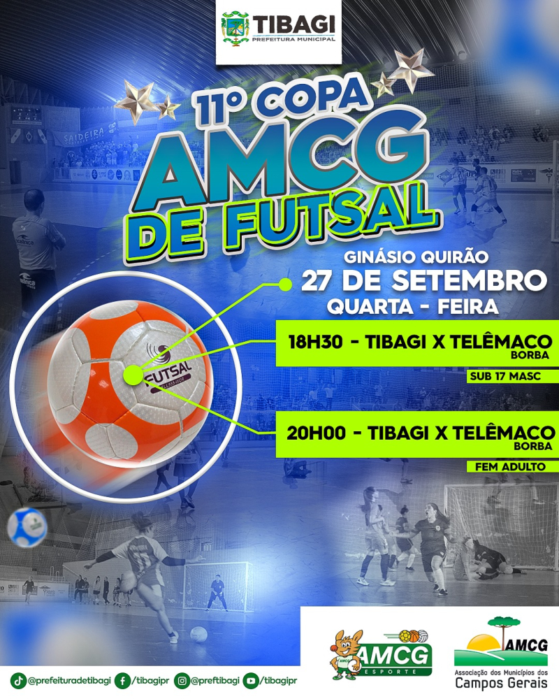 HOJE! Tibagi enfrenta Telêmaco Borba pela 11ª Copa AMCG de Futsal
