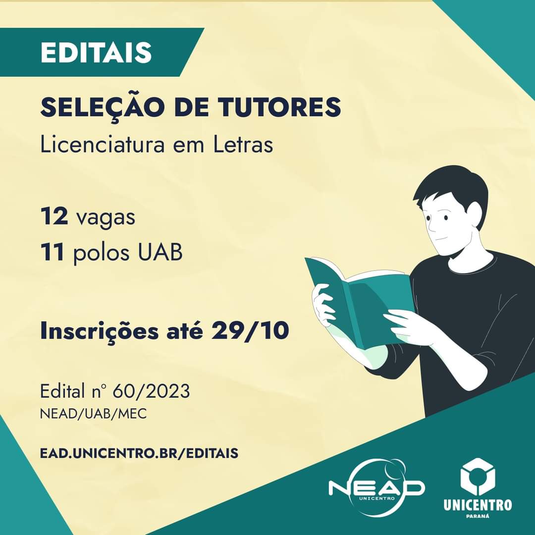 Polo da UAB em Tibagi está com vaga aberta para tutor no curso de Letras/Português