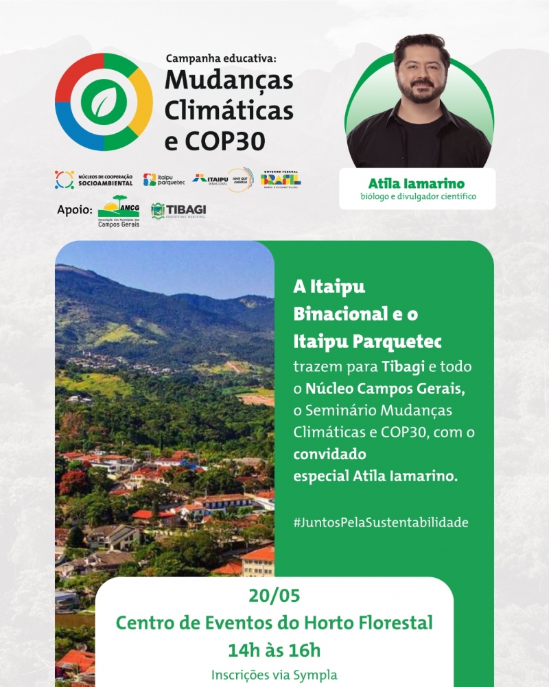 Tibagi recebe evento sobre mudanças climáticas com presença do biólogo Atila Iamarino