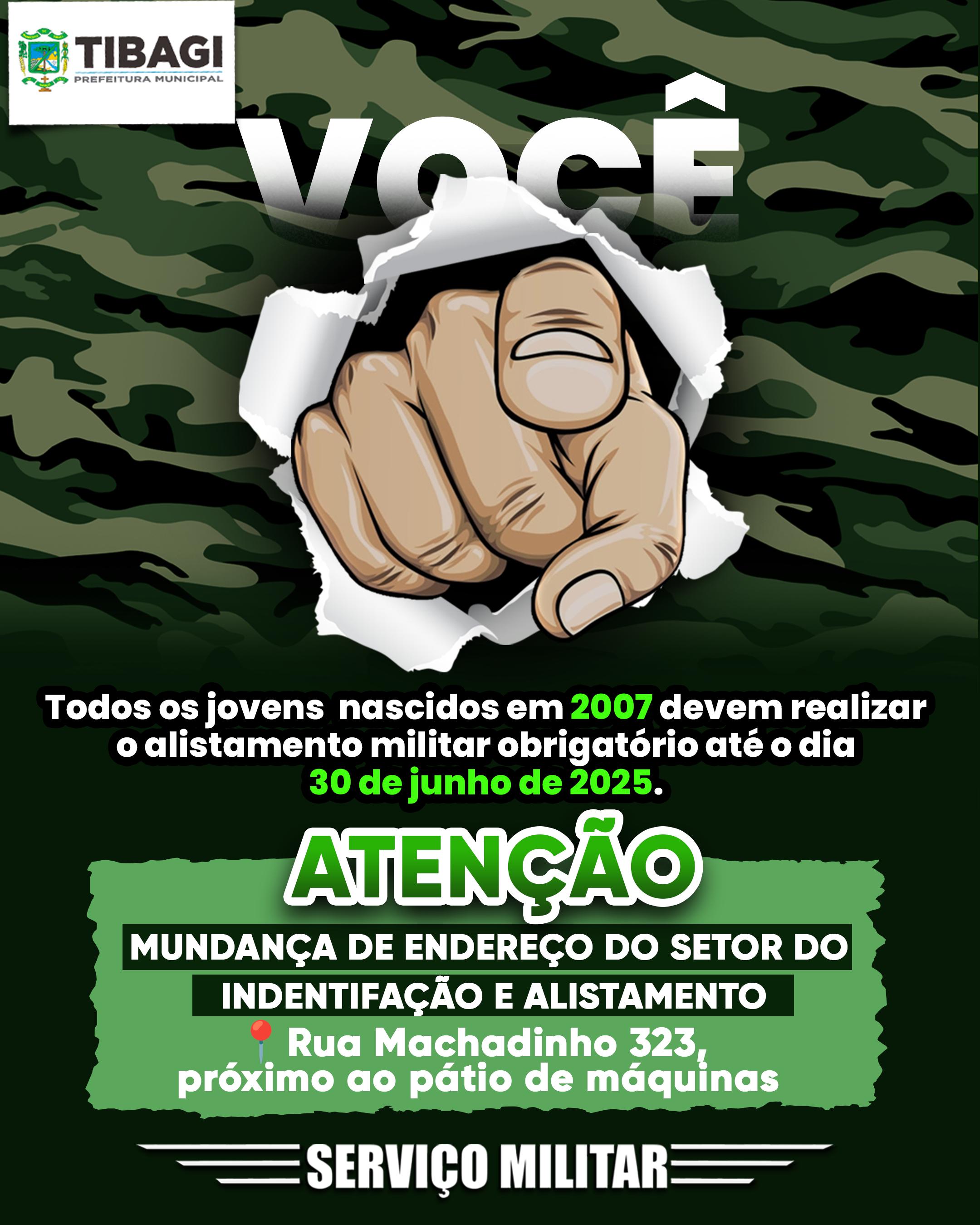 Alistamento Militar 2025: jovens de Tibagi devem regularizar situação até 30 de junho