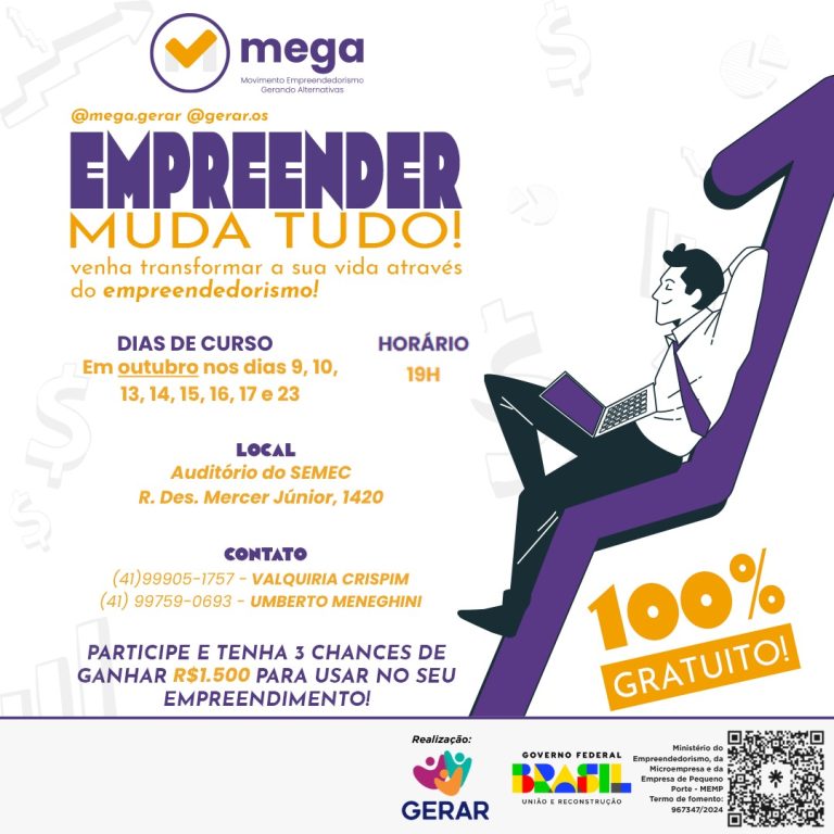 Projeto MEGA oferece formação gratuita para empreendedores em Tibagi