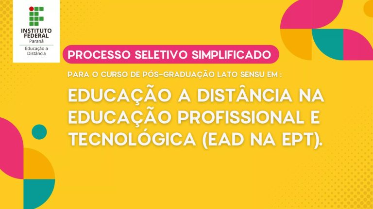 IFPR abre inscrições para pós-graduação gratuita em Educação a Distância