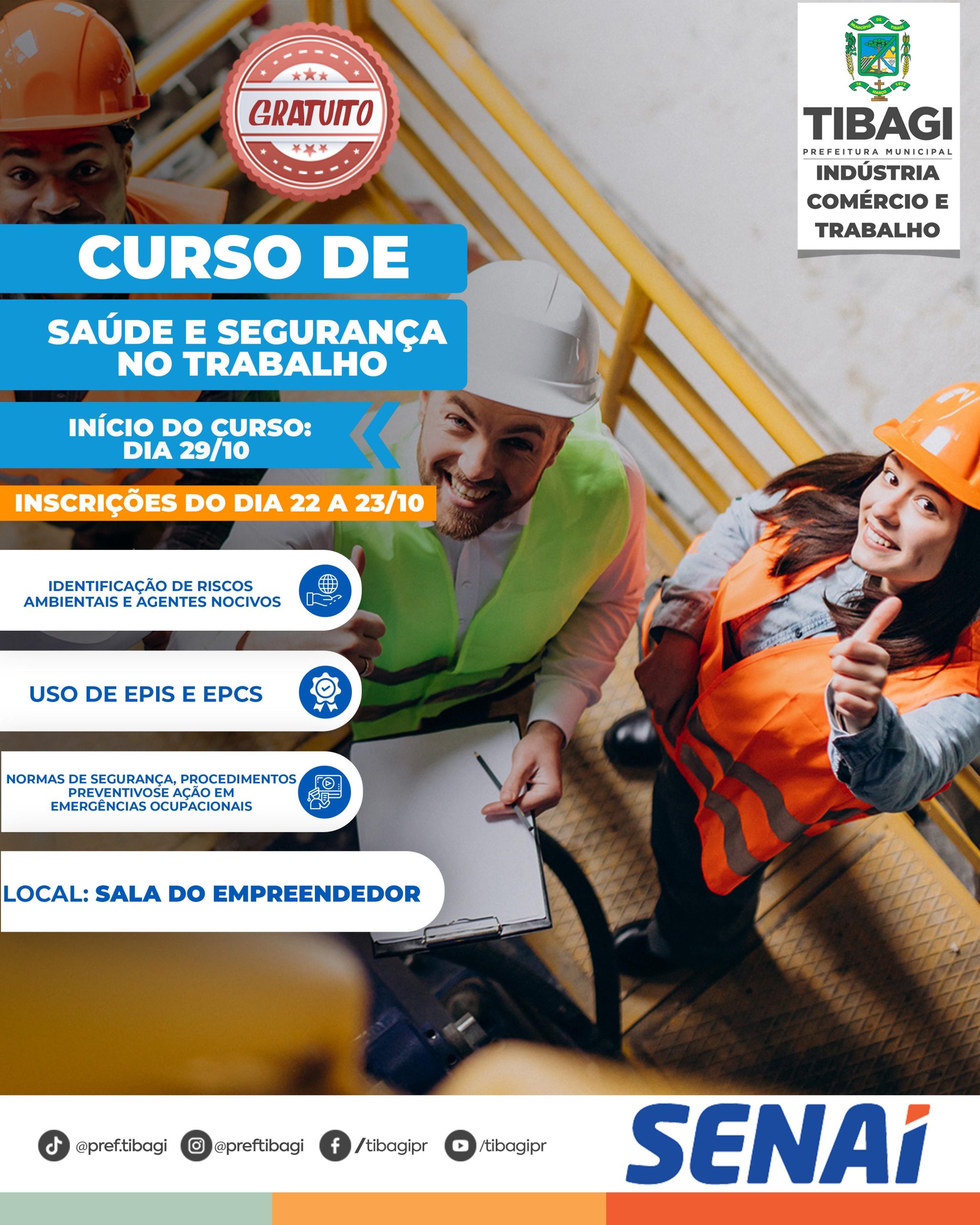 Imagem Notícia: Inscrições abertas para curso gratuito de Saúde e Segurança no Trabalho