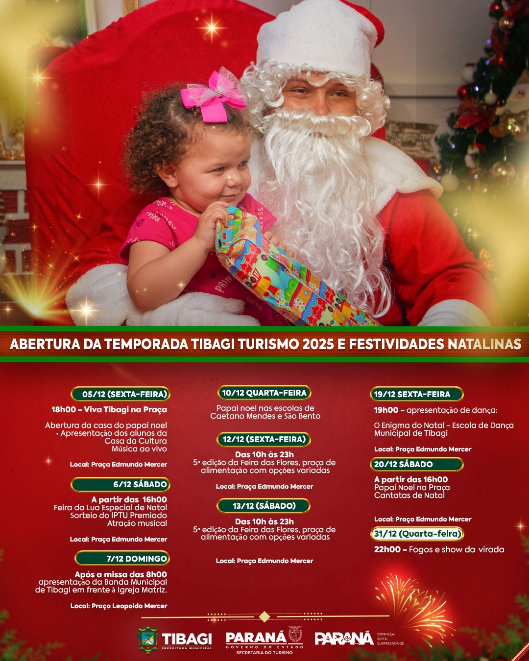 Imagem Notícia: Confira a programação das festividades natalinas e temporada Tibagi turismo 2025
