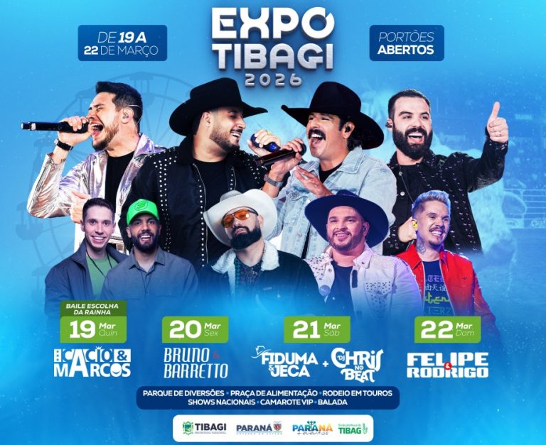 ExpoTibagi 2026 acontece neste fim de semana com cinco atrações nacionais e quatro dias de festa